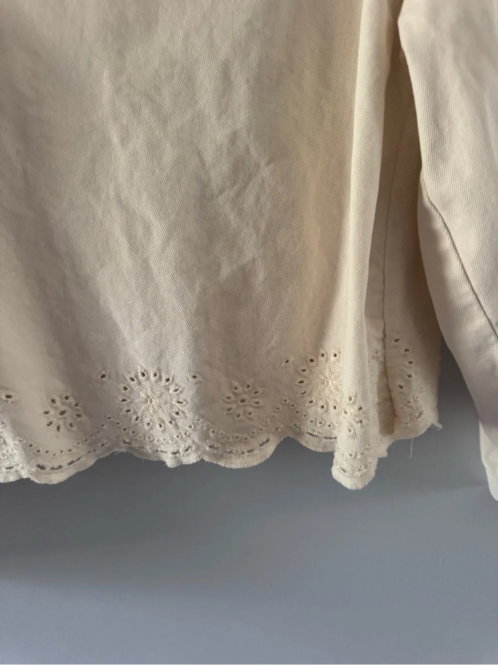 kensie Cream Eyelet-Hem Button Front Jacket